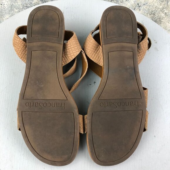 Franco Sarto Women's Size 7.5** Tan Leather Snake Embossed Flats Sandals - Picture 10 of 13
